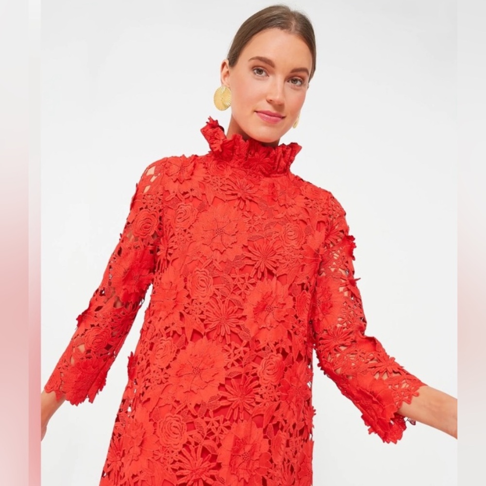 Tuckernuck Red Guipure Lace Daphne Dress Womens size Medium.